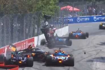 indycar:-santino-ferrucci’s-car-catapults-into-the-air-in-wild-wreck-at-toronto