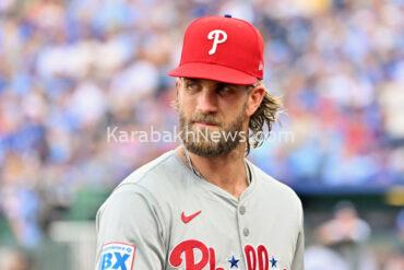 bryce-harper-leaves-phillies-blue-jays-game-after-getting-hit-by-pitch-on-elbow
